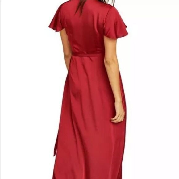 Show Me Your MuMu Noelle Wrap Dress in Ruby Luxe Satin S - Picture 15 of 15